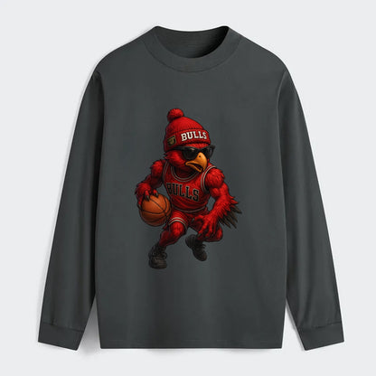 Windy City Hawk wearing Bulls beanie with six rings patch and wayfarer - Classic Long Sleeve Shirt - Gray