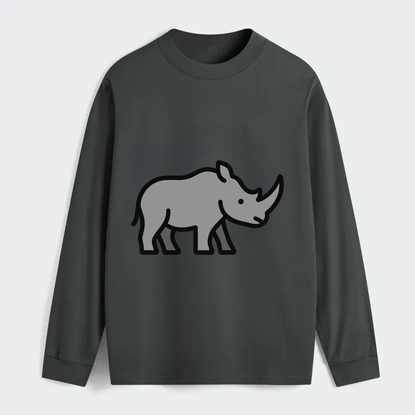 Rhinoceros - Gray with horn flat side profile - Classic Long Sleeve Shirt - Gray