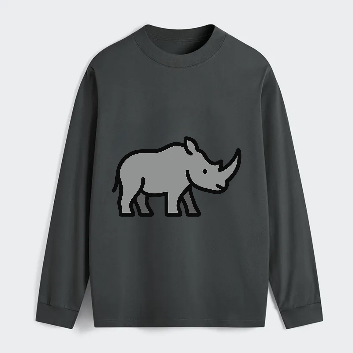 Rhinoceros - Gray with horn flat side profile - Classic Long Sleeve Shirt - Gray