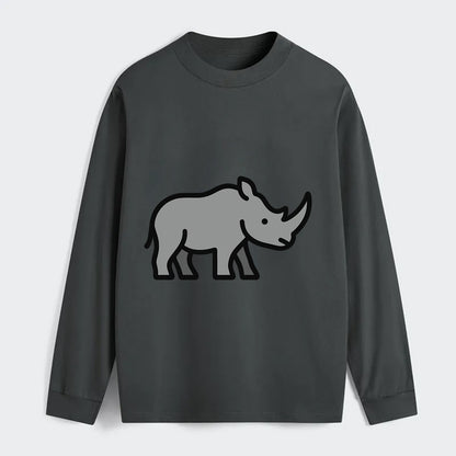 Rhinoceros - Gray with horn flat side profile - Classic Long Sleeve Shirt - Gray