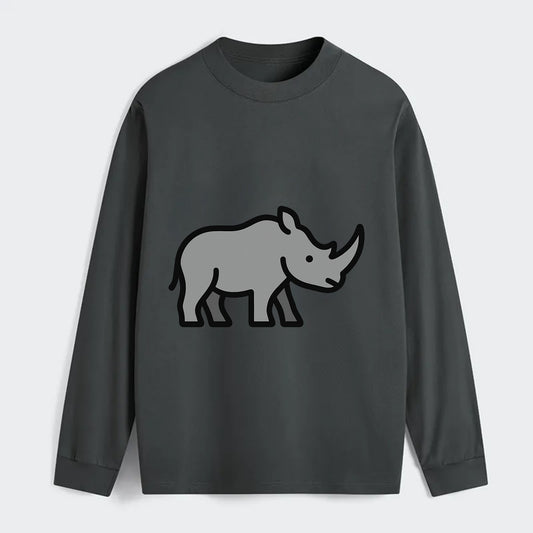 Rhinoceros - Gray with horn flat side profile - Classic Long Sleeve Shirt - Gray