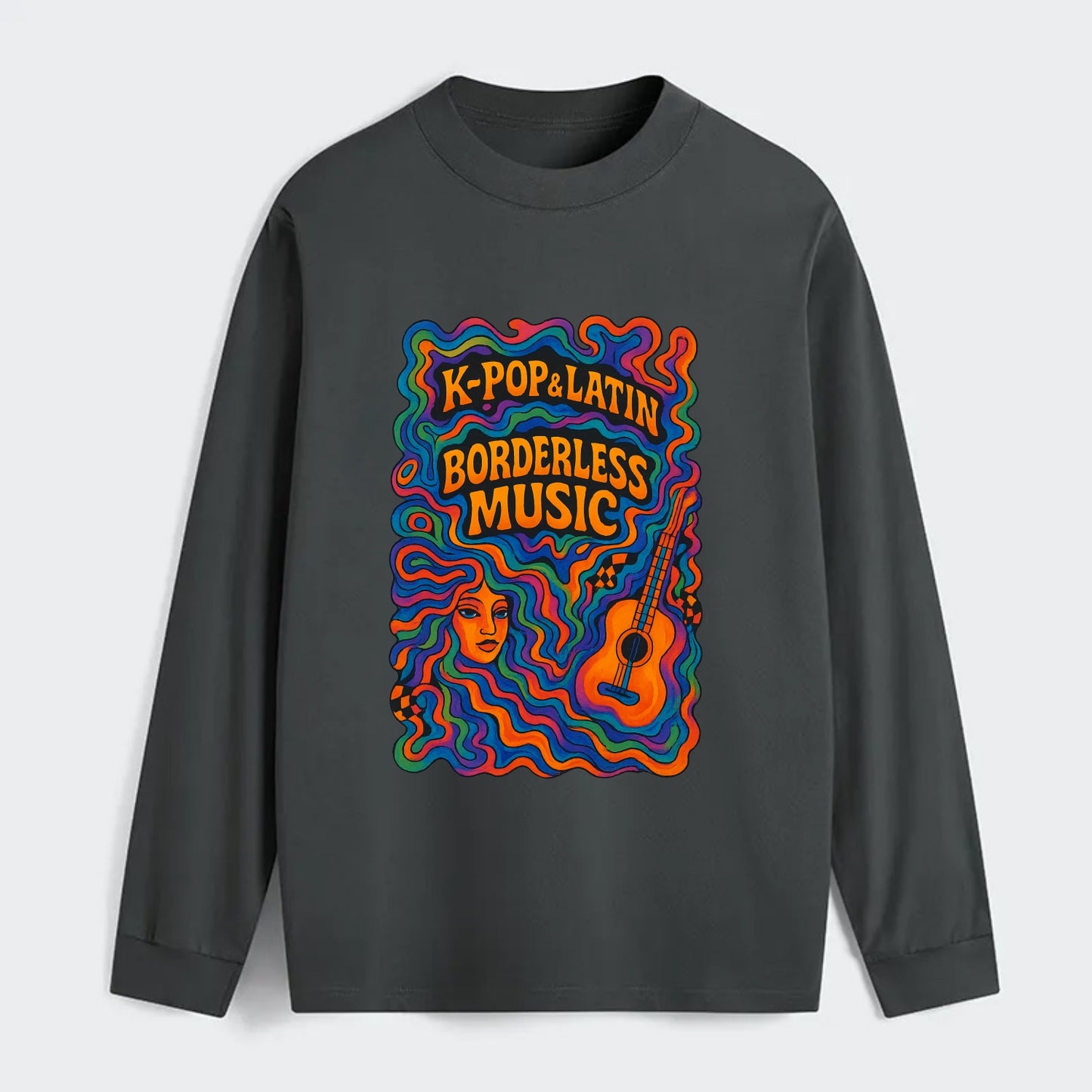 K-Pop and Latin fusion explosion - "Borderless Music" - cross-cultural - Classic Long Sleeve Shirt - Gray