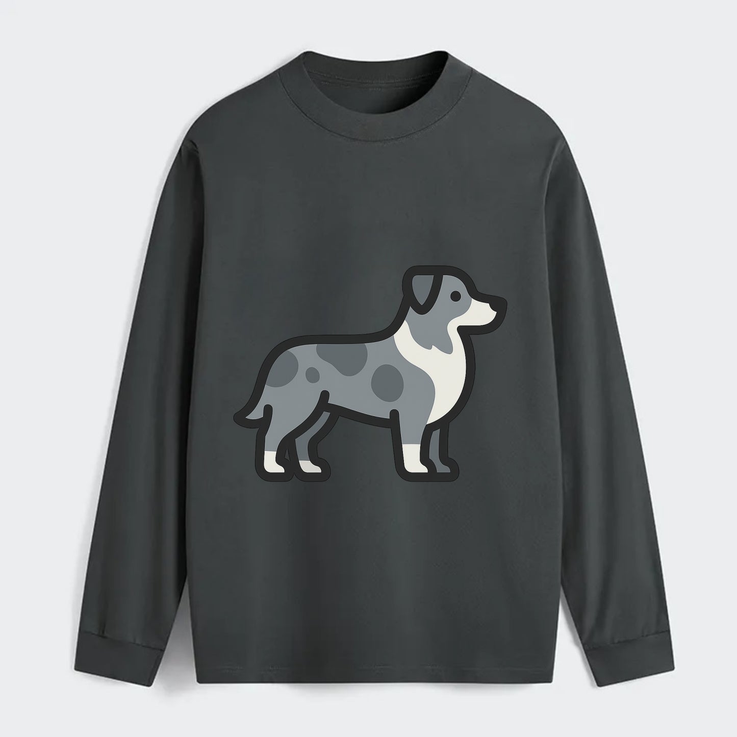 Australian Shepherd - Blue merle flat side profile - Classic Long Sleeve Shirt - Gray
