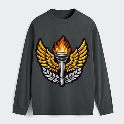 Embroidered patch design - TRACK AND FIELD TORCH - Olympic style torch - Classic Long Sleeve Shirt - Gray