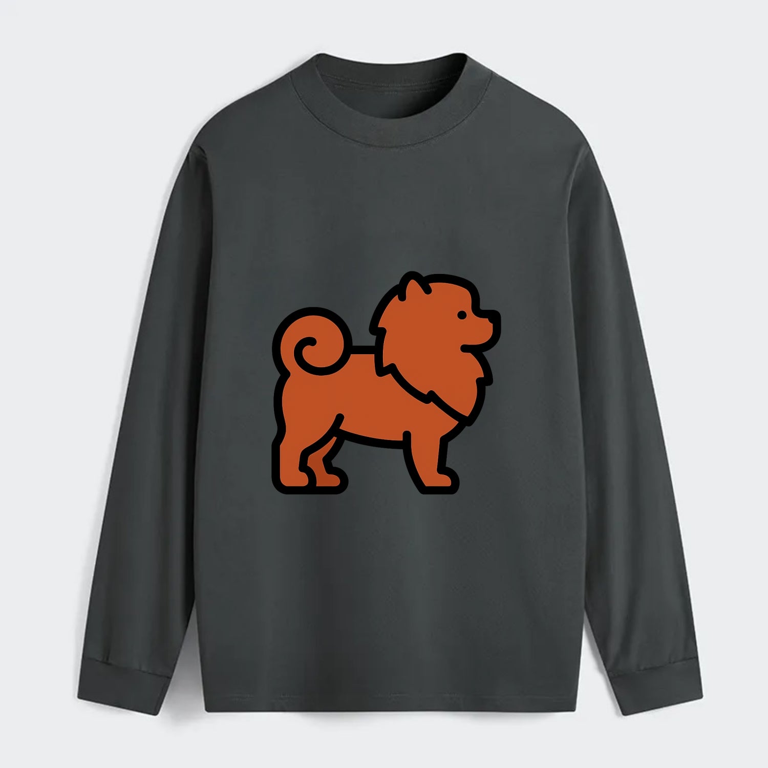 Chow Chow - Red fluffy flat side profile - Classic Long Sleeve Shirt - Gray