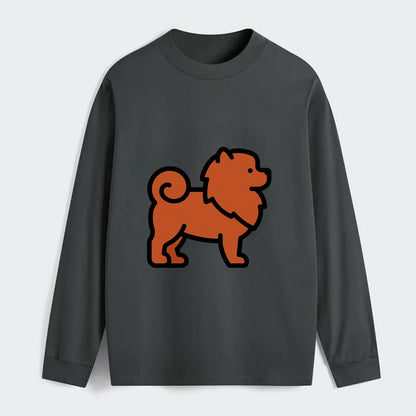 Chow Chow - Red fluffy flat side profile - Classic Long Sleeve Shirt - Gray
