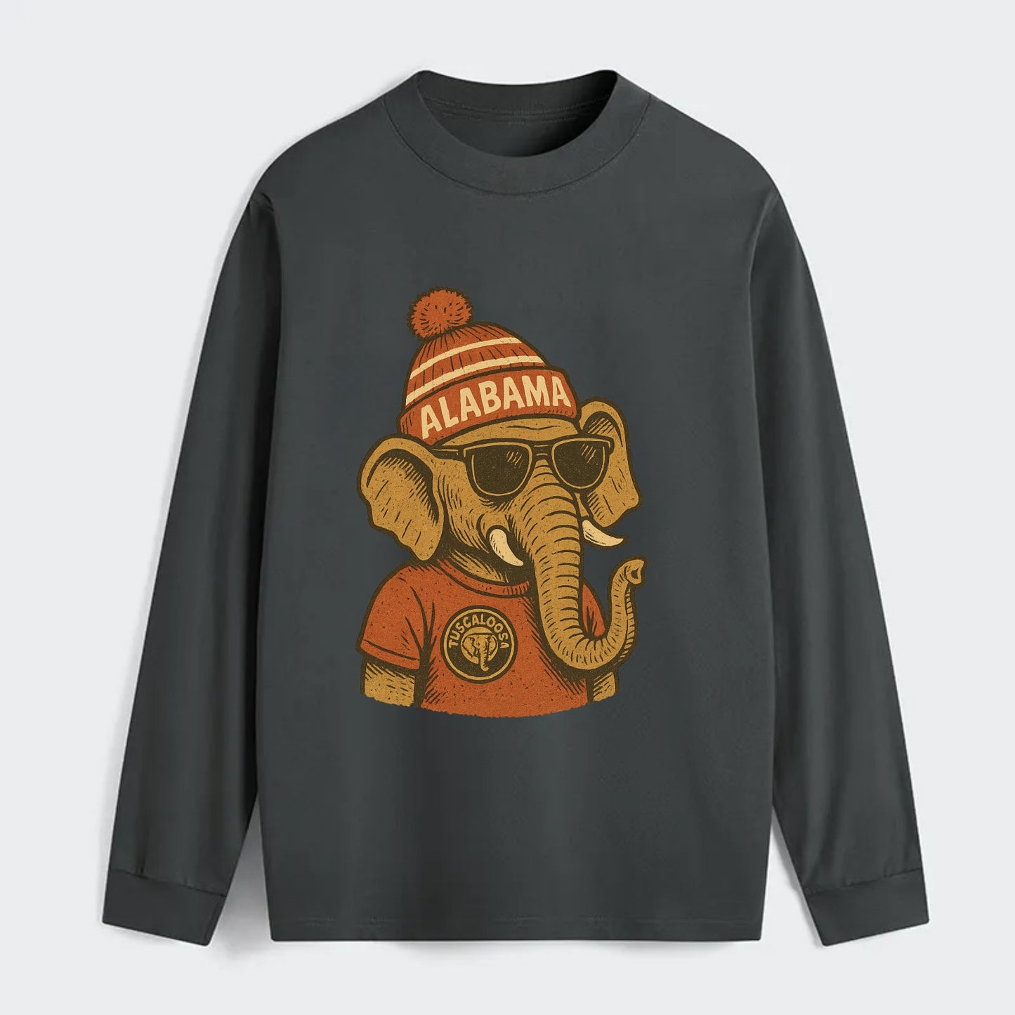 Tuscaloosa Crimson Elephant wearing Alab - Classic Long Sleeve Shirt - Gray