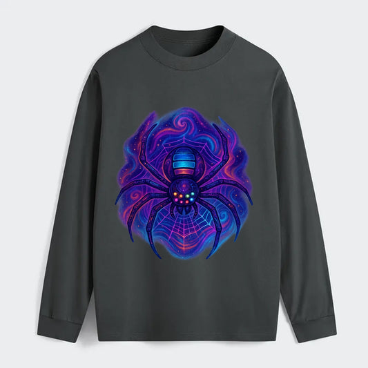 Tech spider with legs showing circuit board patterns, web glowing in - Classic Long Sleeve Shirt - Gray