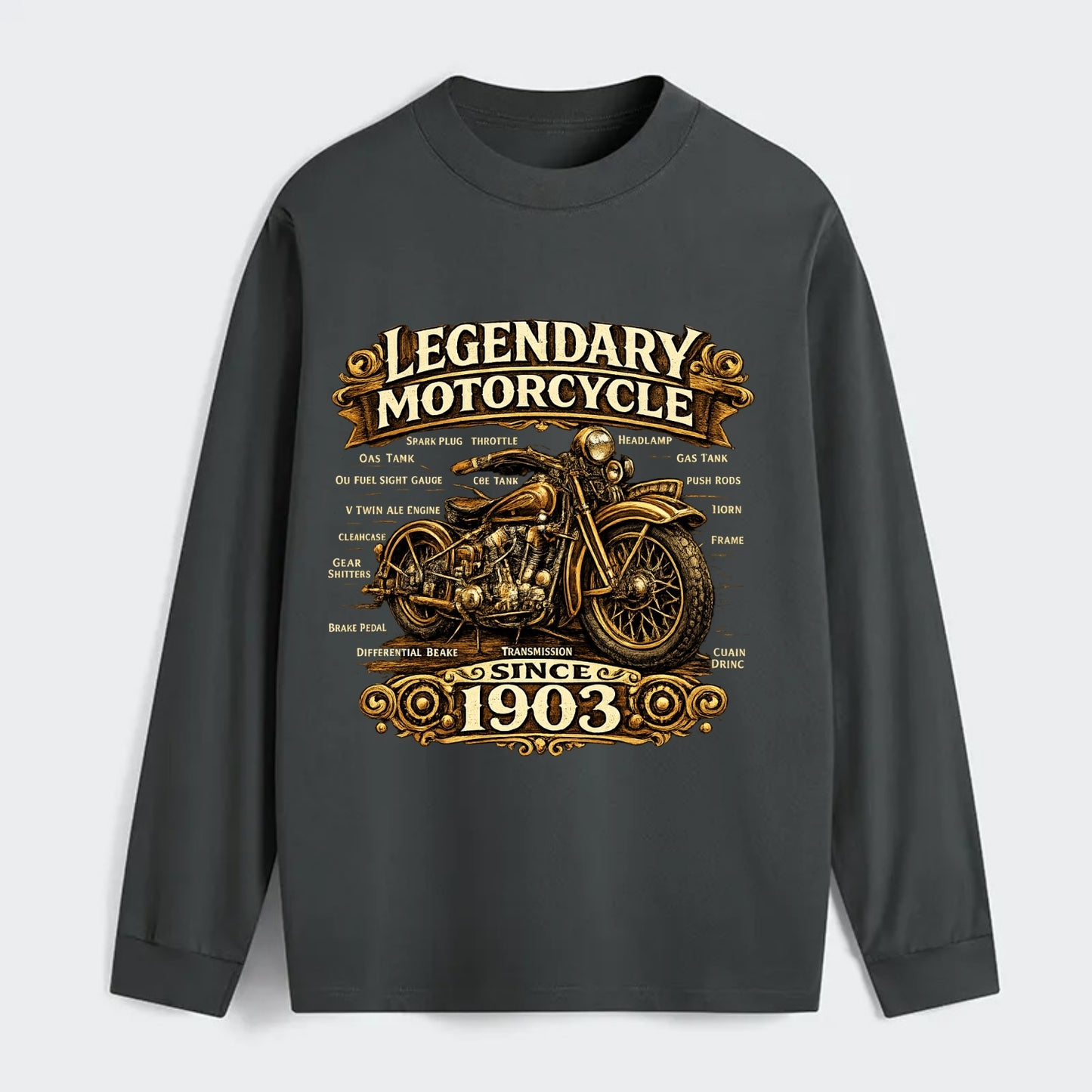 Legendary Motorcycle 1903 - Classic Long Sleeve Shirt - Gray