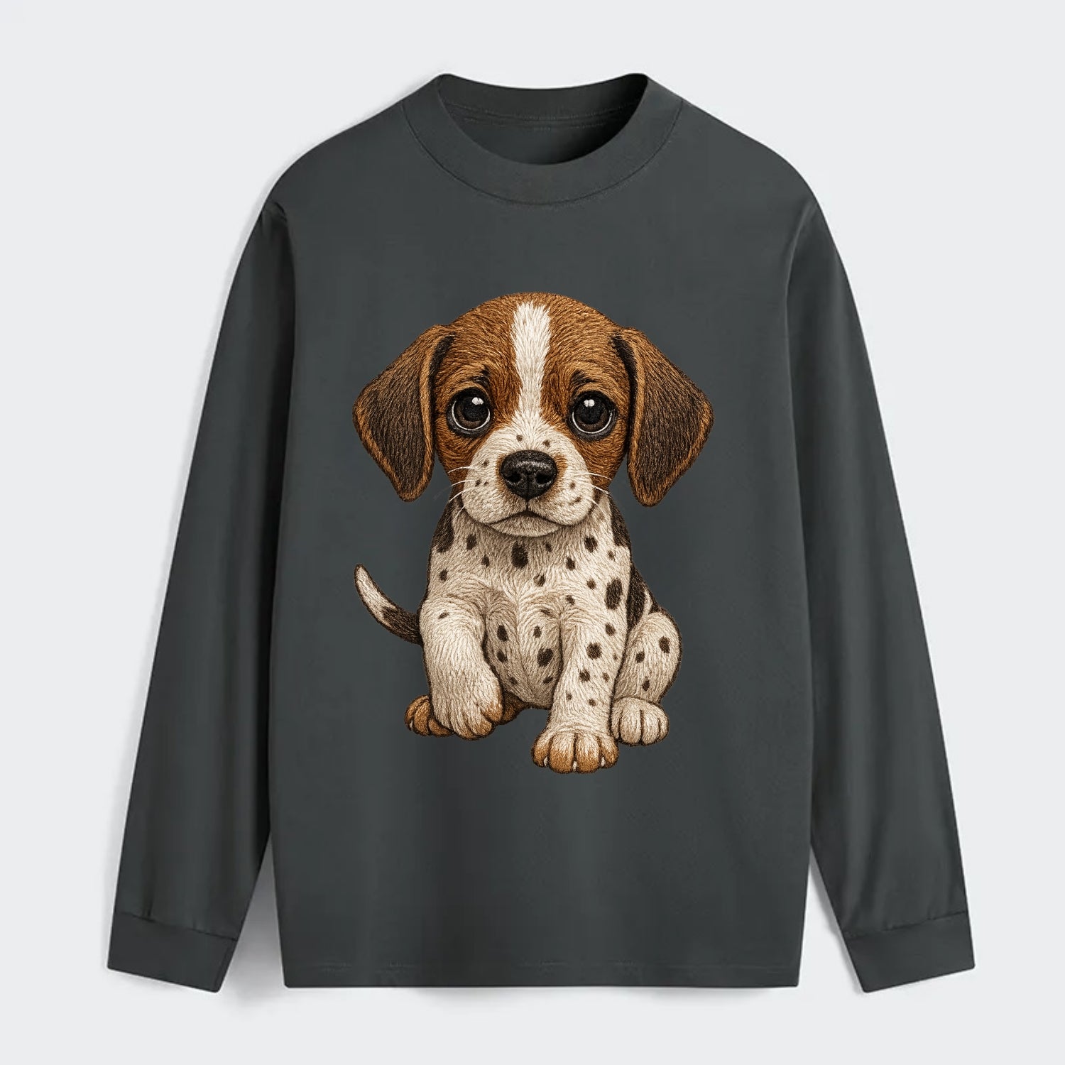 Baby Pointer Puppy - spotted coat, noble stance, alert eyes, - Classic Long Sleeve Shirt - Gray