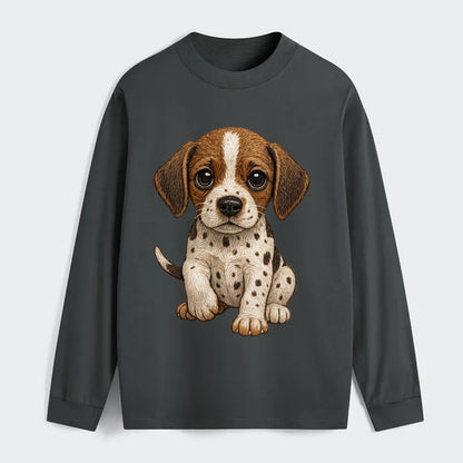 Baby Pointer Puppy - spotted coat, noble stance, alert eyes, - Classic Long Sleeve Shirt - Gray
