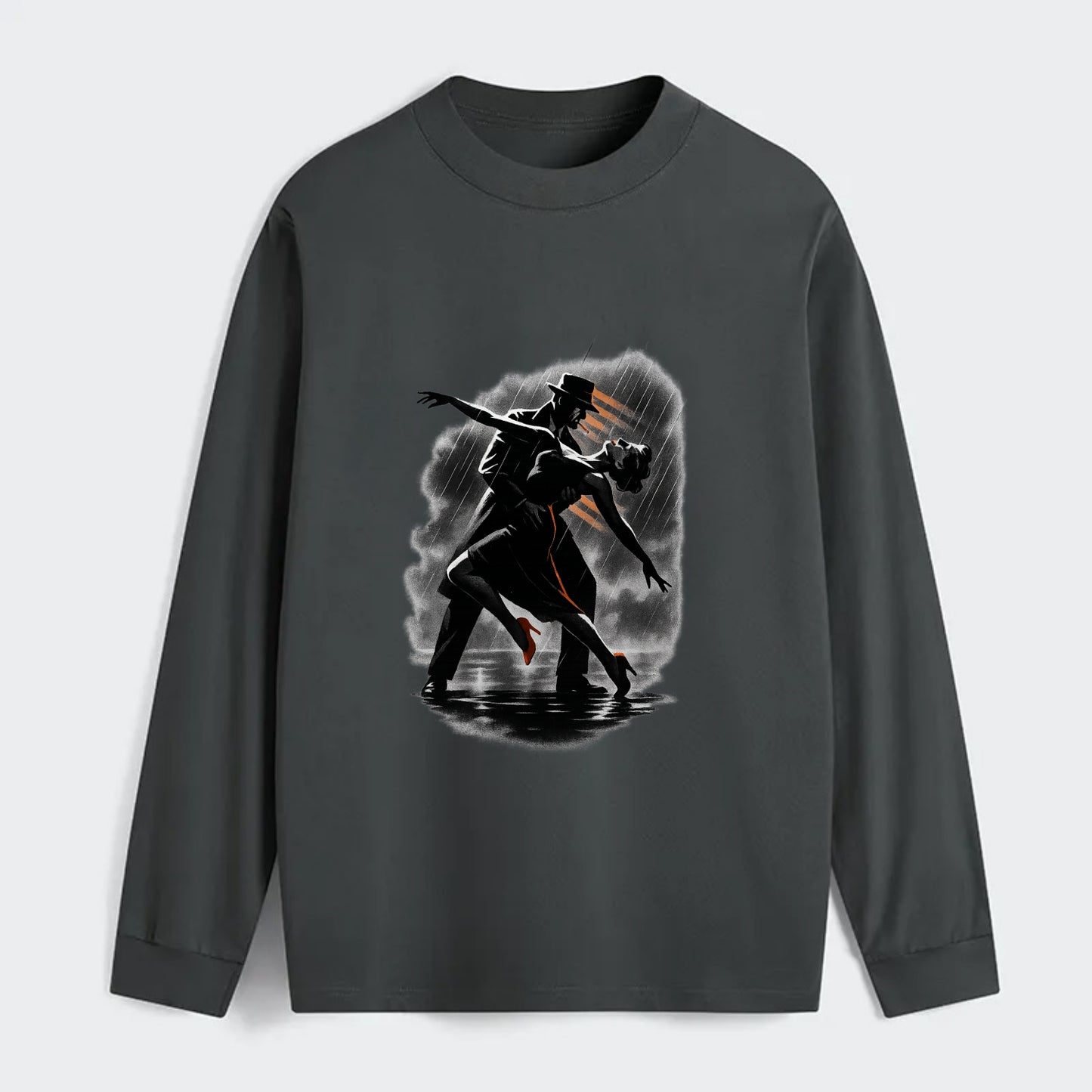 romantic dance pose with woman lifted in the air at lakeside - Classic Long Sleeve Shirt - Gray