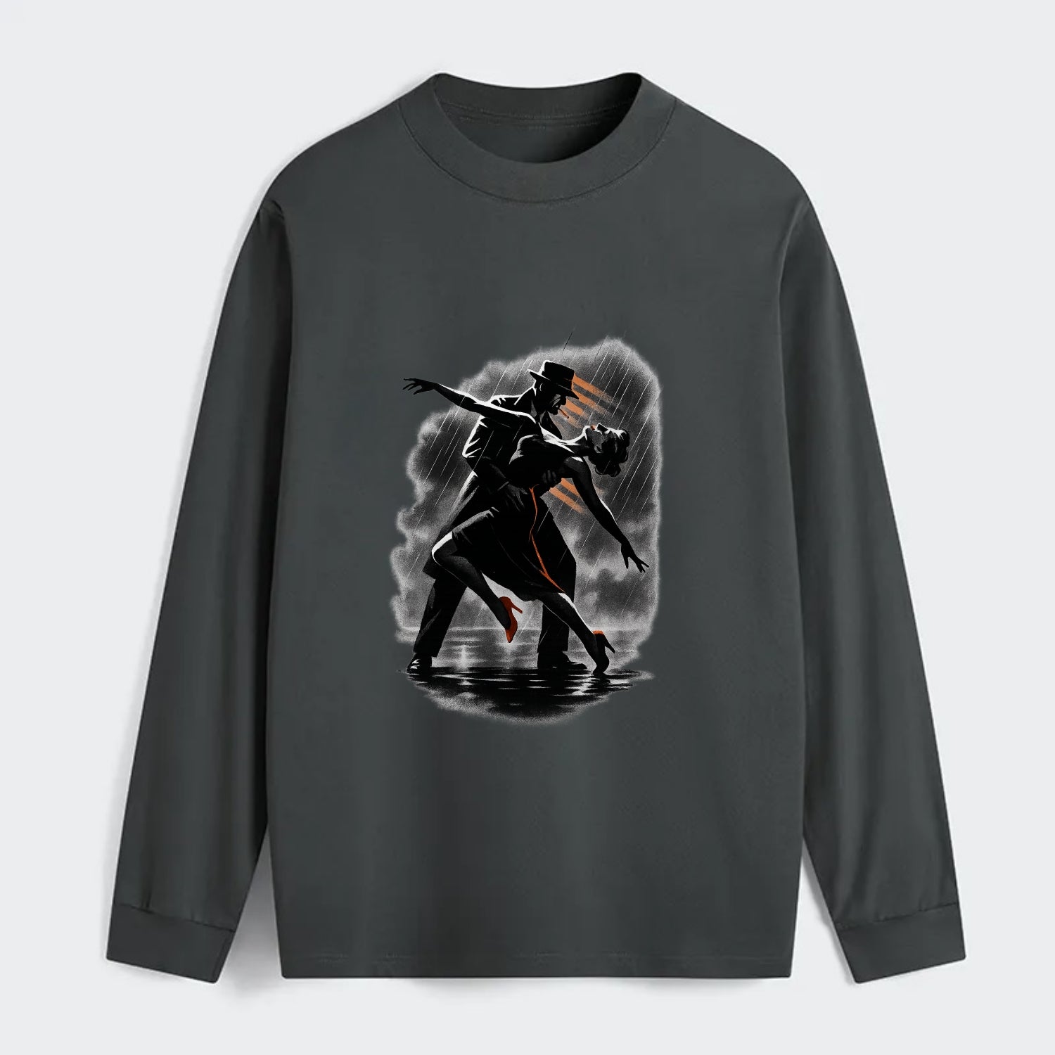 romantic dance pose with woman lifted in the air at lakeside - Classic Long Sleeve Shirt - Gray