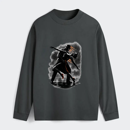 romantic dance pose with woman lifted in the air at lakeside - Classic Long Sleeve Shirt - Gray