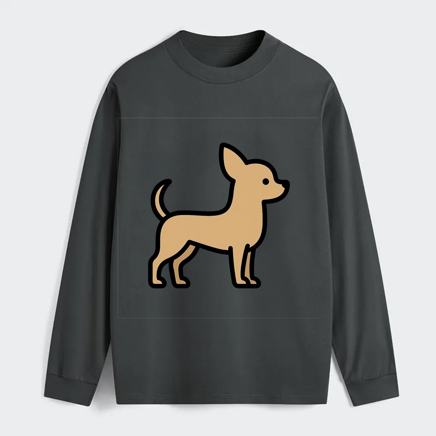 Chihuahua - Tan smooth coat flat side profile - Classic Long Sleeve Shirt - Gray