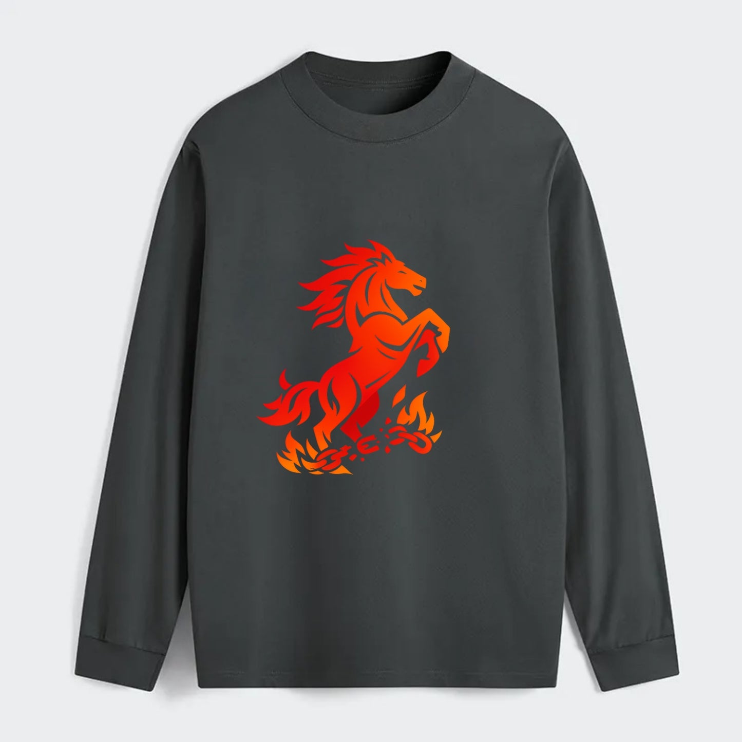 FREEDOM FLAMES | Wild horse breaking fire chains | Liberation | - Classic Long Sleeve Shirt - Gray