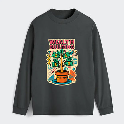 Money tree growing from investment pot - financial independence - Classic Long Sleeve Shirt - Gray