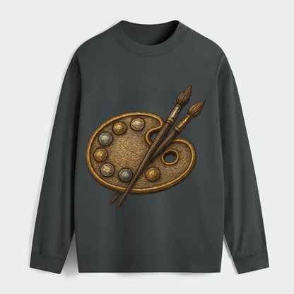 Artist palette with brushes - painter emblem - Classic Long Sleeve Shirt - Gray