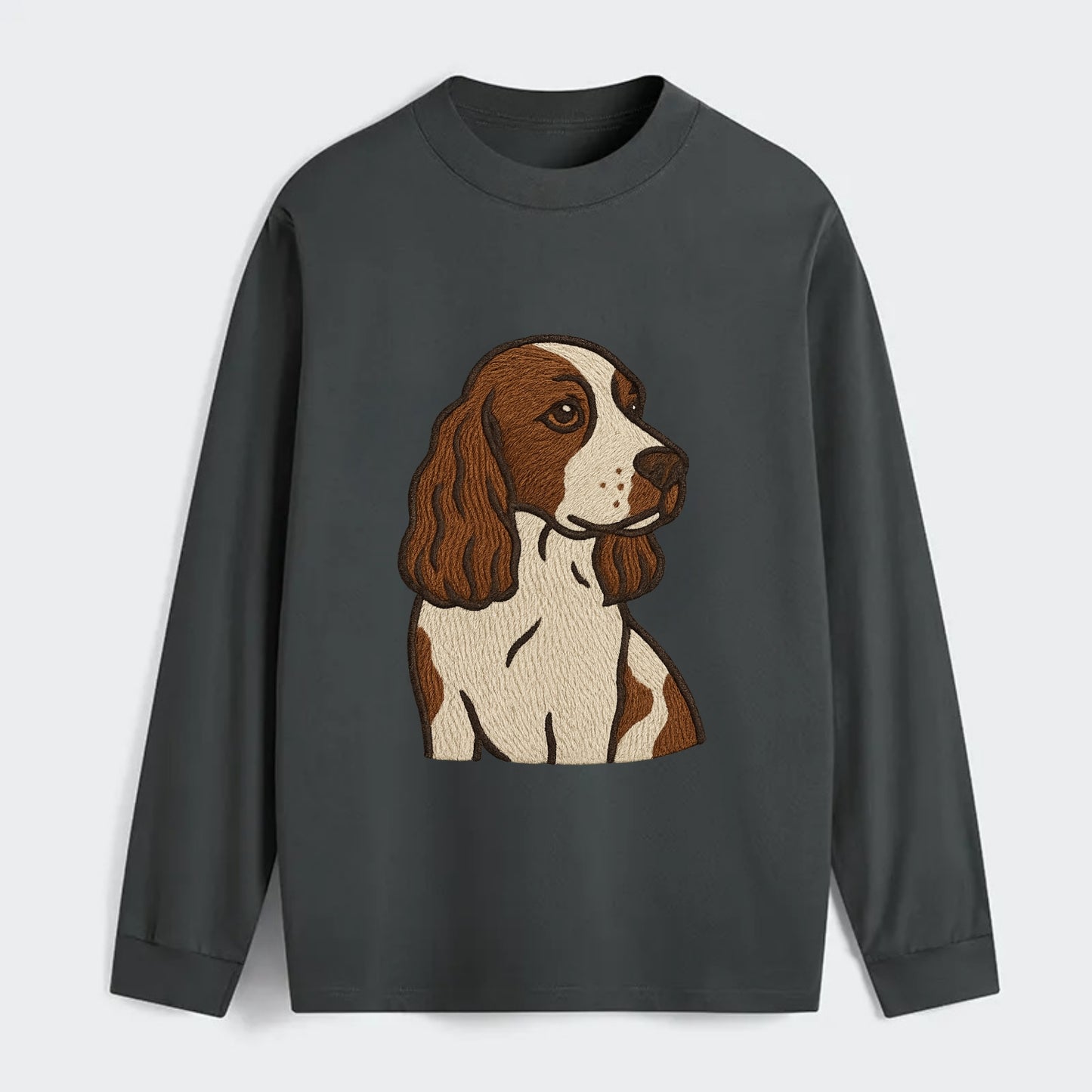 English Cocker Spaniel - Liver and white embroidered design - Classic Long Sleeve Shirt - Gray