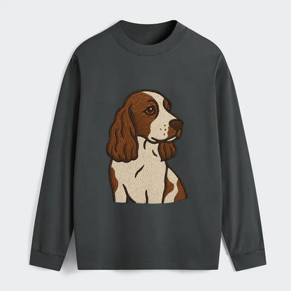 English Cocker Spaniel - Liver and white embroidered design - Classic Long Sleeve Shirt - Gray