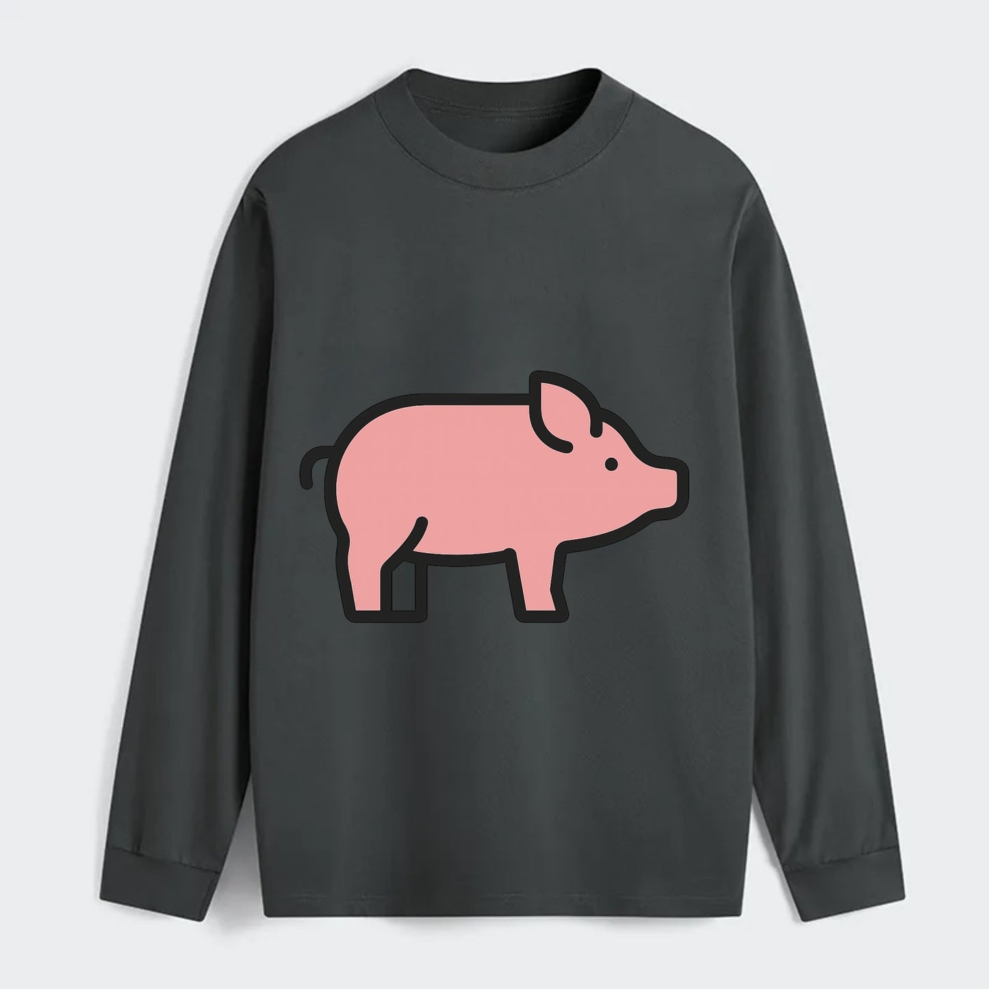Pig - Pink farm pig flat side profile - Classic Long Sleeve Shirt - Gray