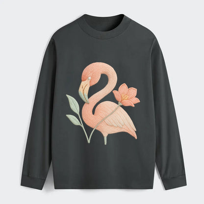 Peach Flamingo - Classic Long Sleeve Shirt - Gray