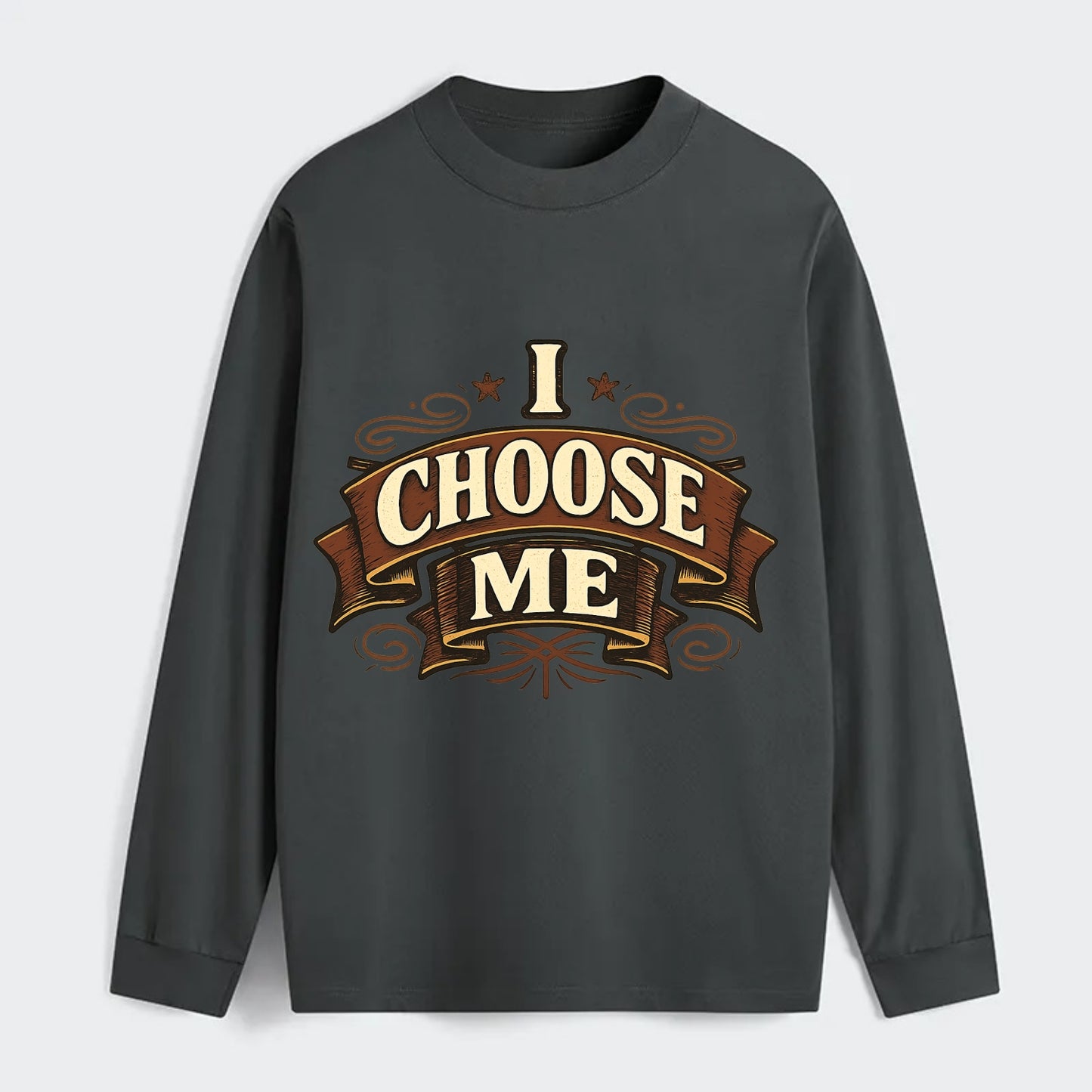 Bold typography design - "I CHOOSE ME" - self-priority, self-selection - Classic Long Sleeve Shirt - Gray