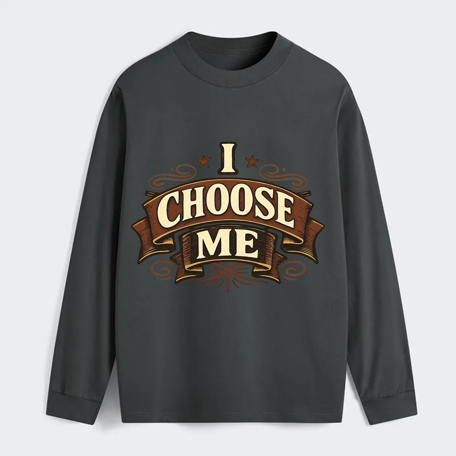 Bold typography design - "I CHOOSE ME" - self-priority, self-selection - Classic Long Sleeve Shirt - Gray
