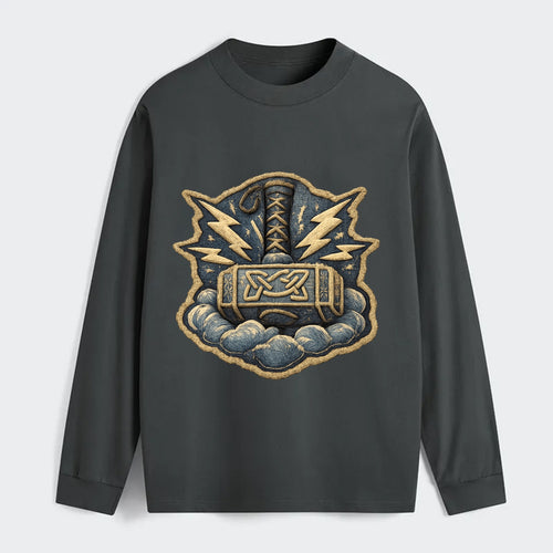 THOR HAMMER MJOLNIR - mighty hammer in silver and blue , thunder god - Classic Long Sleeve Shirt