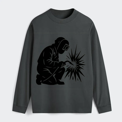Welder sparks flying dramatically - Classic Long Sleeve Shirt - Gray