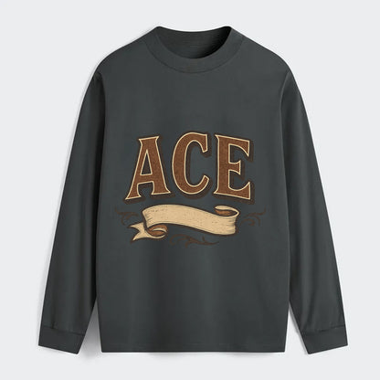 Bold typography design - "ACE" - expert, the best at something - Classic Long Sleeve Shirt - Gray