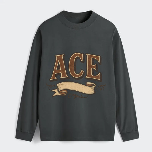 Bold typography design - "ACE" - expert, the best at something - Classic Long Sleeve Shirt - Gray