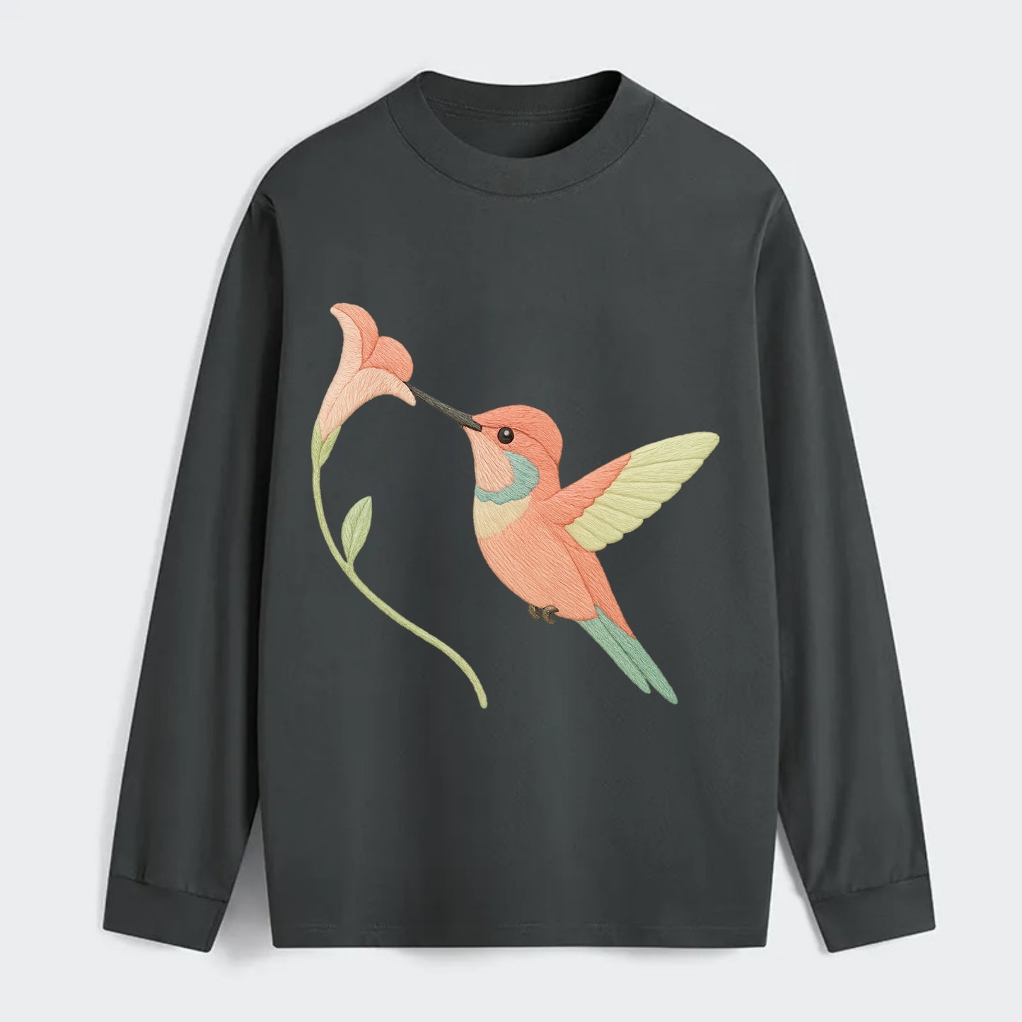 Coral Hummingbird - Classic Long Sleeve Shirt - Gray
