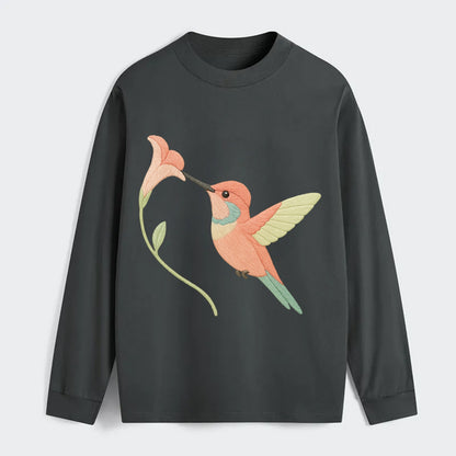 Coral Hummingbird - Classic Long Sleeve Shirt - Gray