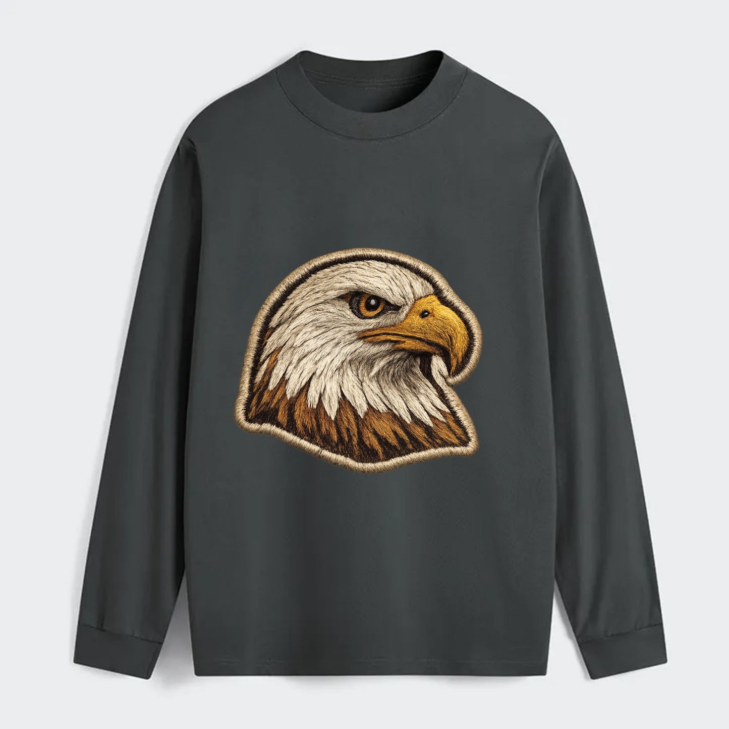 EAGLE HEAD PROFILE - majestic bald eagle in brown, white and gold , - Classic Long Sleeve Shirt - Gray