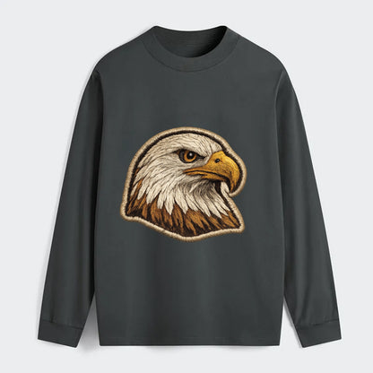 EAGLE HEAD PROFILE - majestic bald eagle in brown, white and gold , - Classic Long Sleeve Shirt - Gray