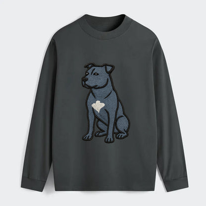 American Staffordshire Terrier - Blue embroidered design - Classic Long Sleeve Shirt - Gray