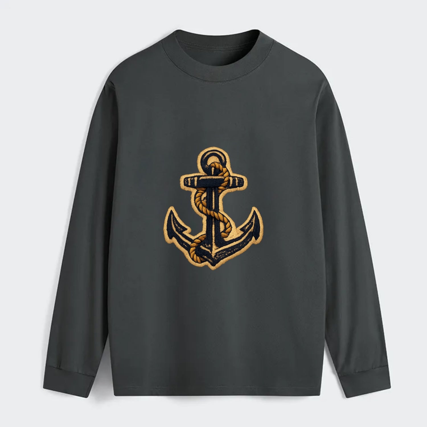 ANCHOR ROPE - classic anchor with rope in navy and gold , sailor - Classic Long Sleeve Shirt - Gray