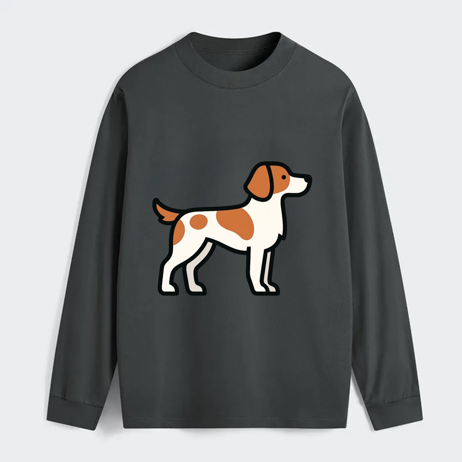 Brittany Spaniel - Orange and white flat side profile - Classic Long Sleeve Shirt - Gray