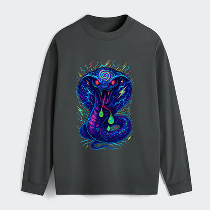 Mesmerizing cobra with hypnotic spiral patterns in the hood, scales - Classic Long Sleeve Shirt - Gray