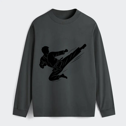 Korean taekwondo flying kick - Classic Long Sleeve Shirt - Gray