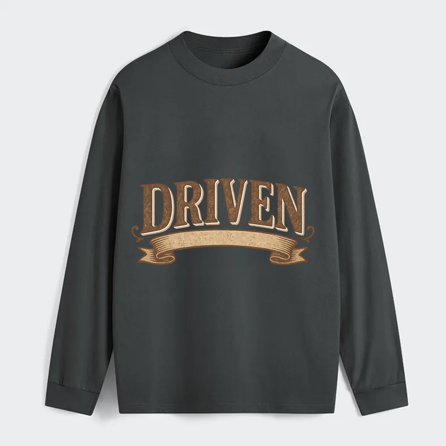 Bold typography design - "DRIVEN" - motivated, focused on goals - Classic Long Sleeve Shirt - Gray