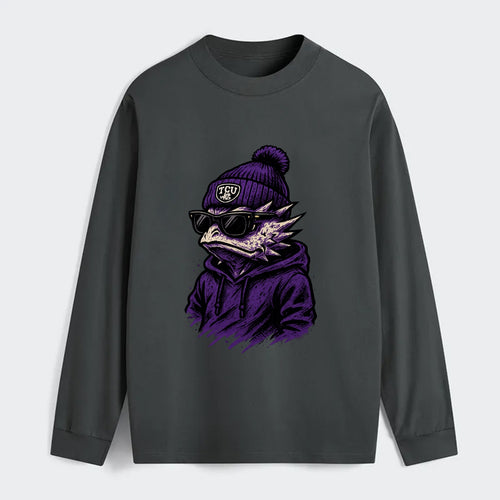 Fort Worth Horned Frog wearing TCU beanie with frog patch - Classic Long Sleeve Shirt