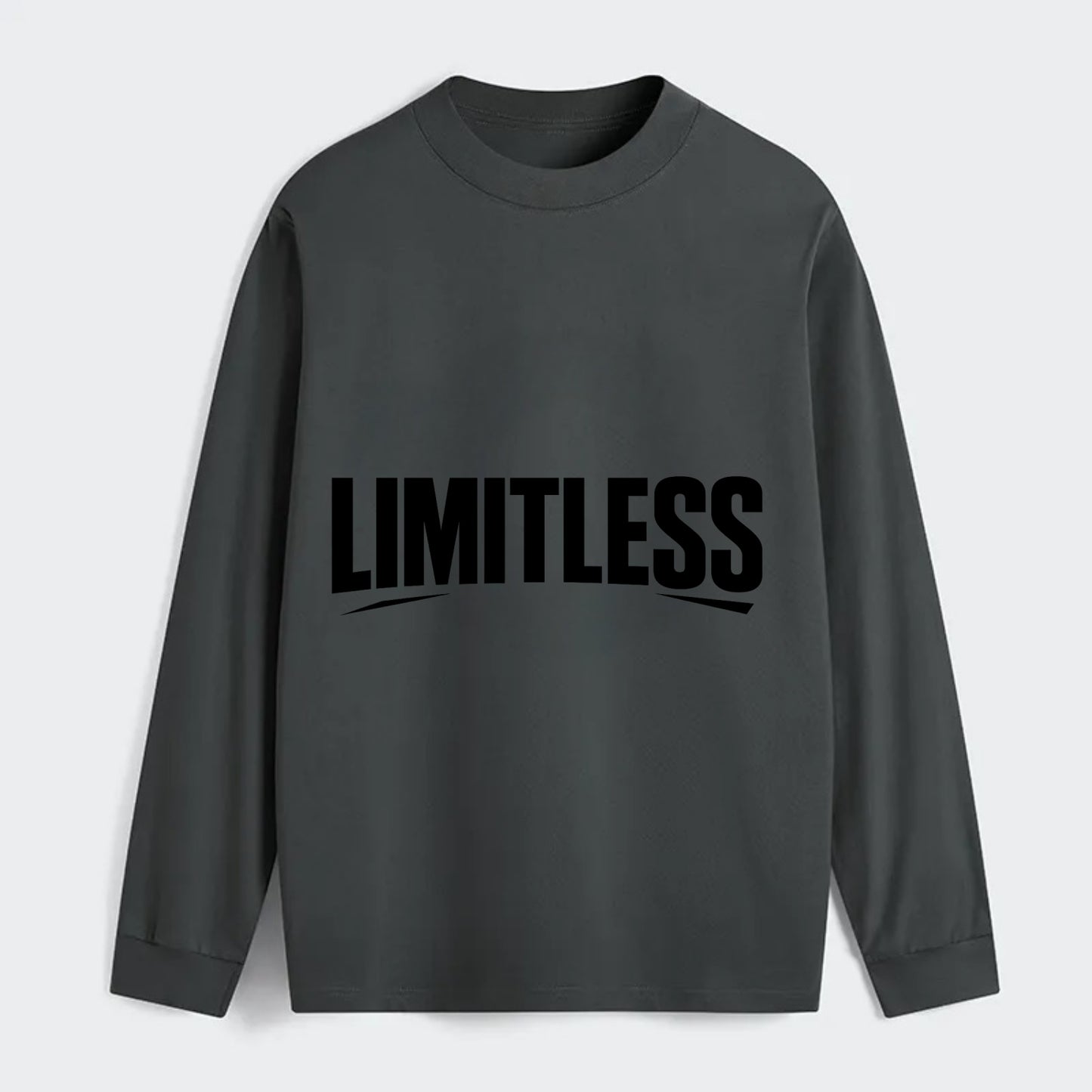 Bold typography design - "LIMITLESS" - no boundaries, infinite potential - Classic Long Sleeve Shirt - Gray