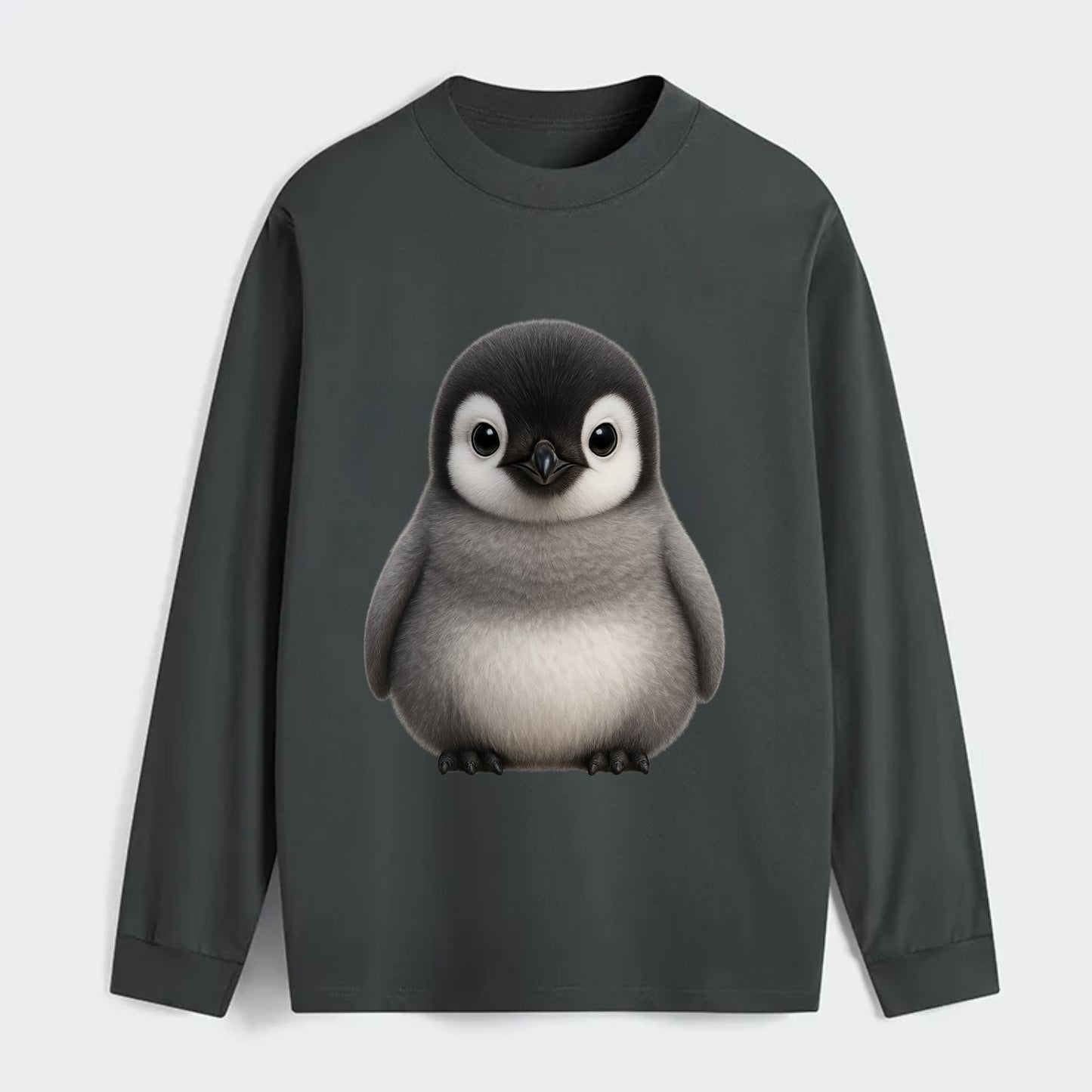 Baby Adelie Penguin - black and white, round body, curious eyes, - Classic Long Sleeve Shirt - Gray