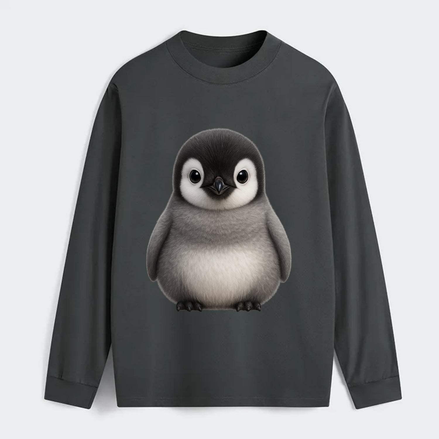 Baby Adelie Penguin - black and white, round body, curious eyes, - Classic Long Sleeve Shirt - Gray