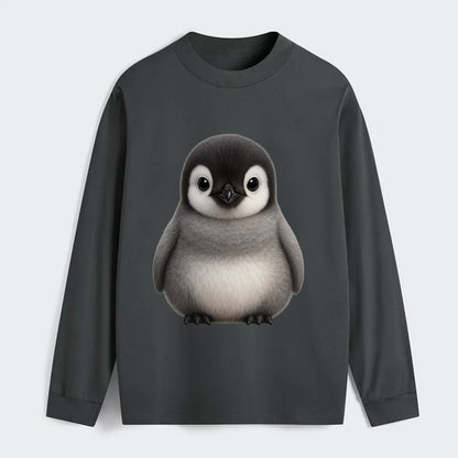 Baby Adelie Penguin - black and white, round body, curious eyes, - Classic Long Sleeve Shirt - Gray