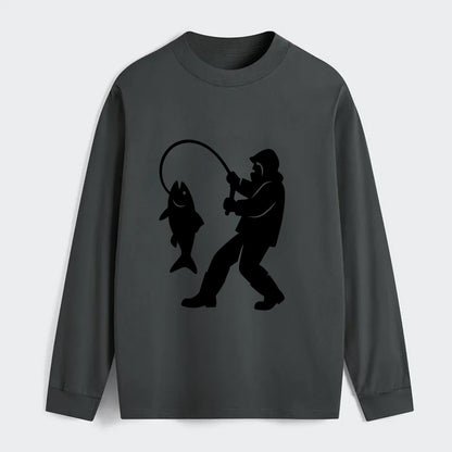 Alaskan fisherman hauling catch - Classic Long Sleeve Shirt - Gray