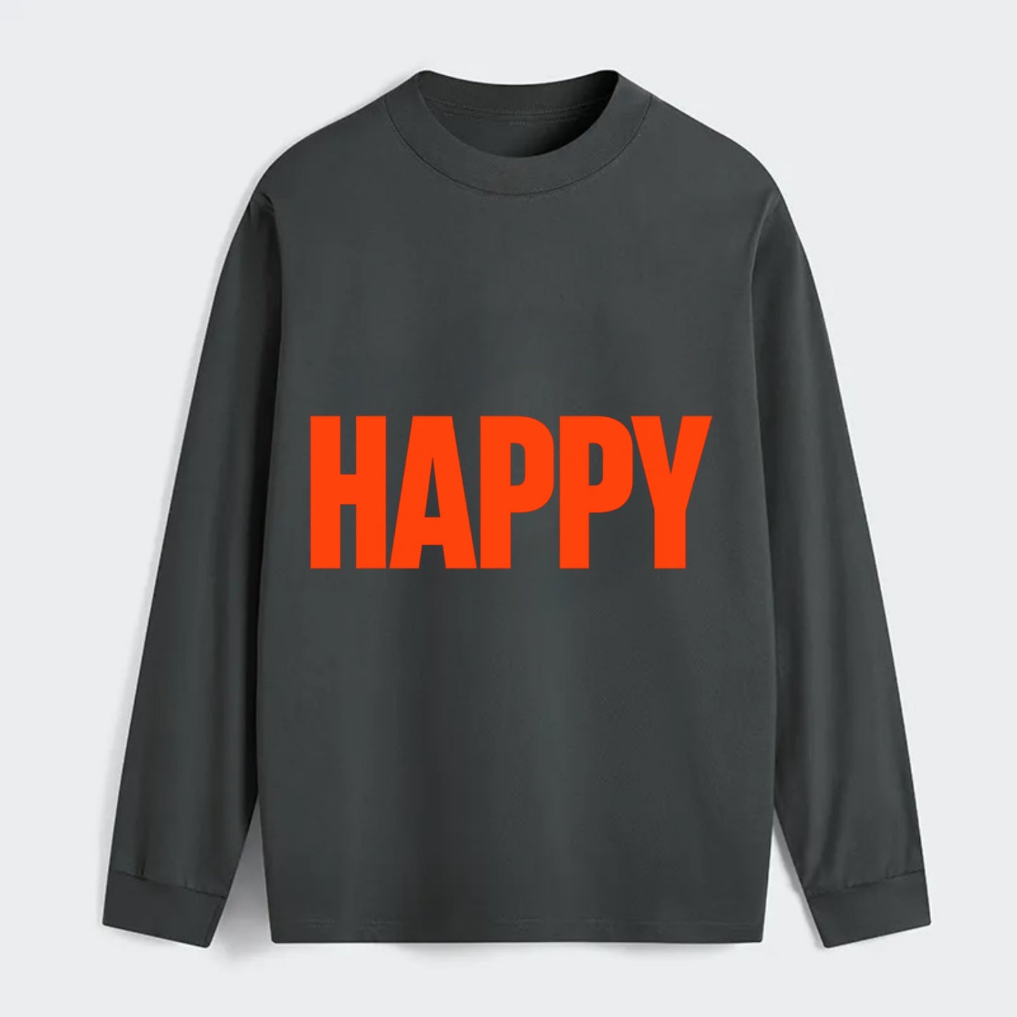 Bold typography design - "HAPPY" - joyful, content, pleased - Classic Long Sleeve Shirt - Gray