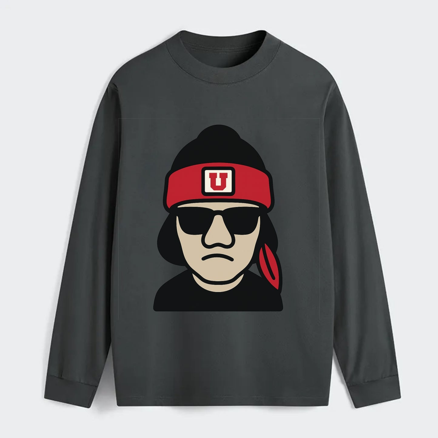 Salt Lake Ute wearing Utah beanie with U patch - Classic Long Sleeve Shirt - Gray